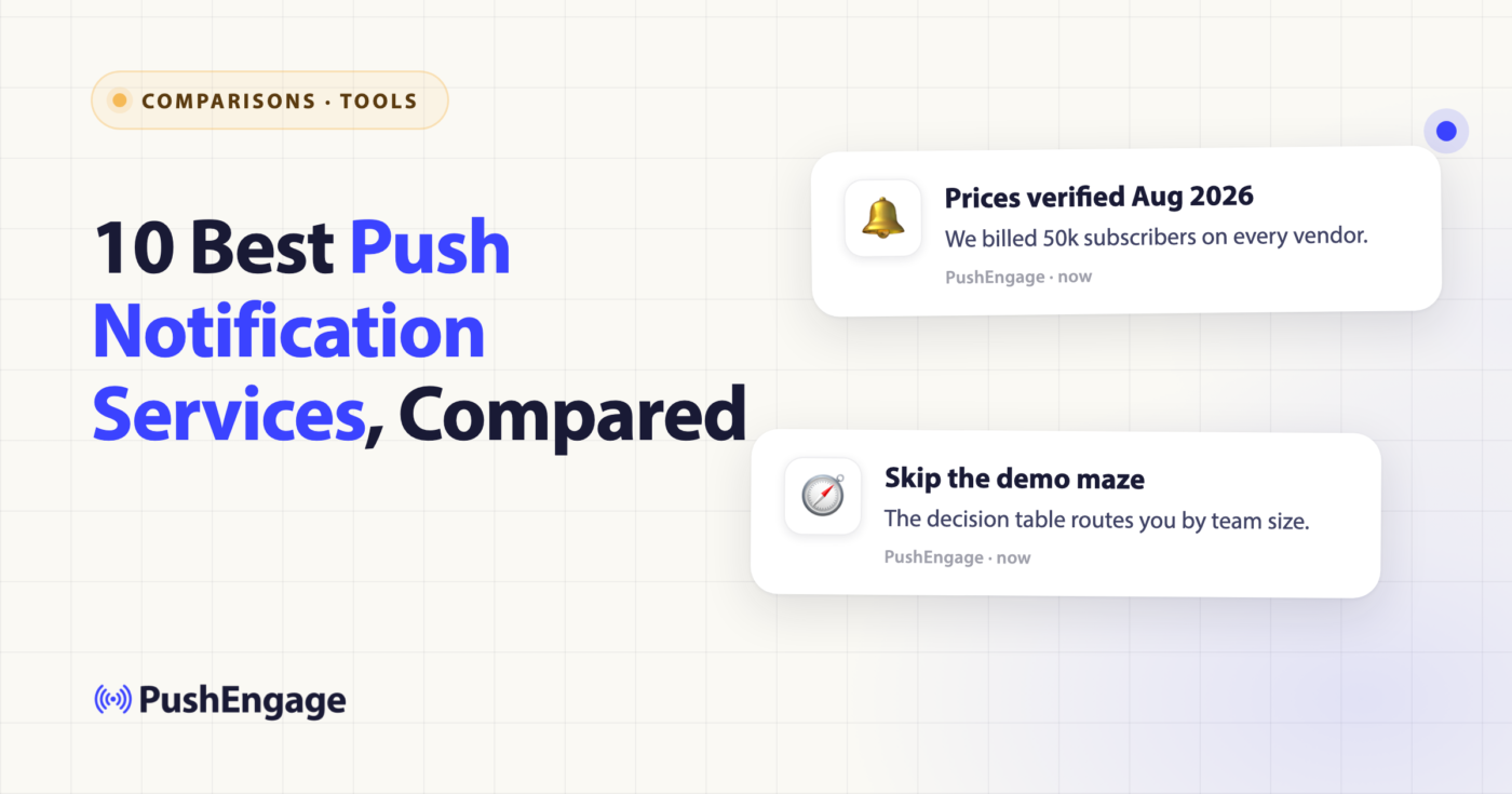 Comparison card for the 10 best push notification services in 2026